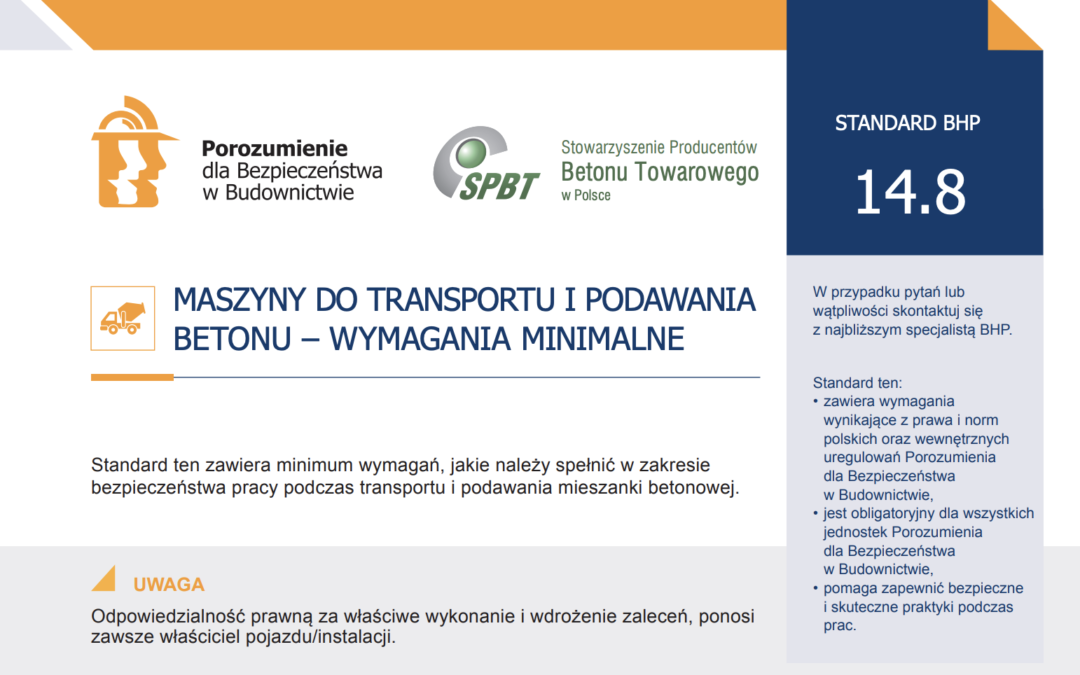 Maszyny do transportu i podawania betonu – wymagania minimalne BHP